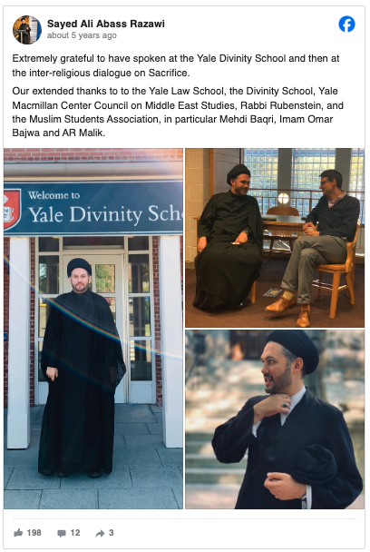 Facebook post of Sayad Ali Abass Razawi