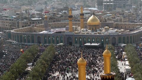 People flock in Masses to the Holy Shrine of Imam Hussain in Karbala, Iraq
