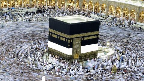 Pilgrims circumambulating around the Holy Kaaba in Mecca